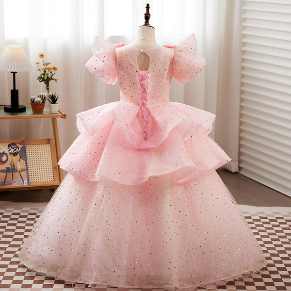 Baby Girl and Toddler Birthday Pink Sequins Party Dress Pageant Princess Dress