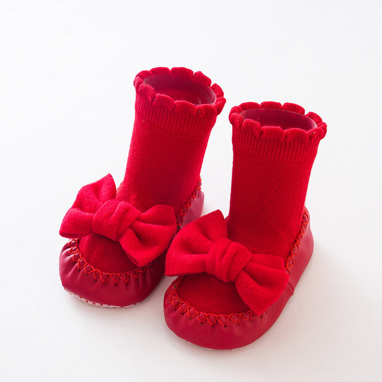 Baby Non-slip Mid-calf Bow Princess Shoes