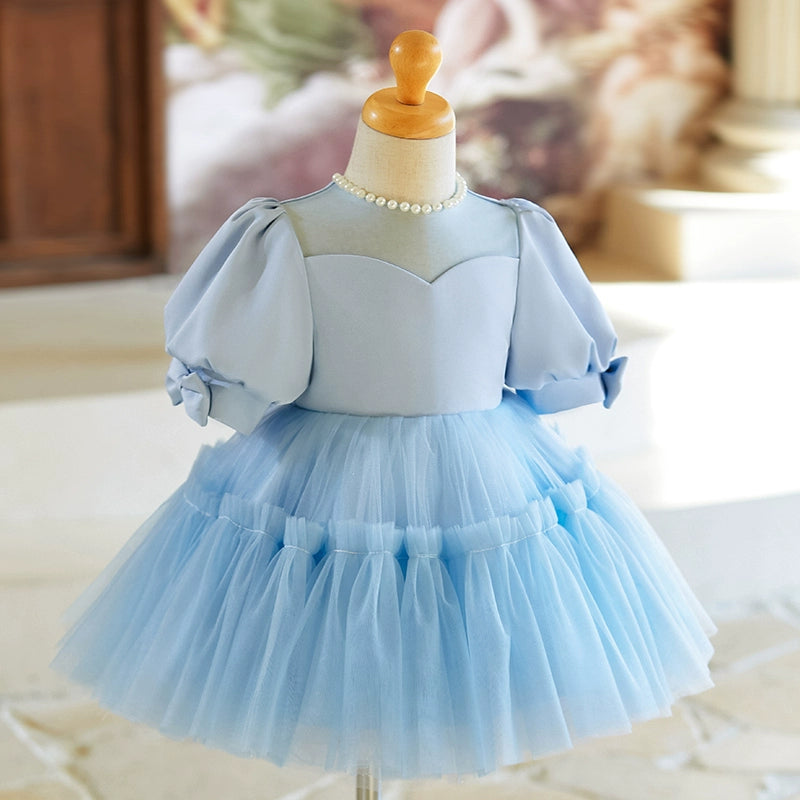 Baby Girl Birthday Dress Flower Girl Blue Wedding Princess Dress