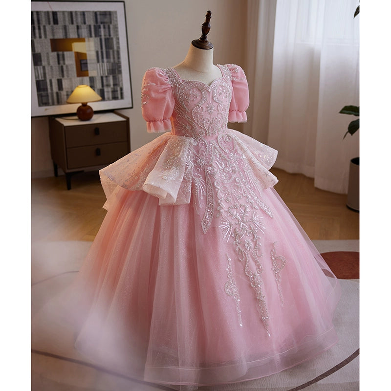 Baby Girls Trailing Formal Dress  Girls Wedding Princess Dress