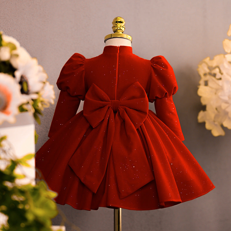 Baby Girl Birthday Dress Girl Party Cheongsam Long Sleeve Princess Dress