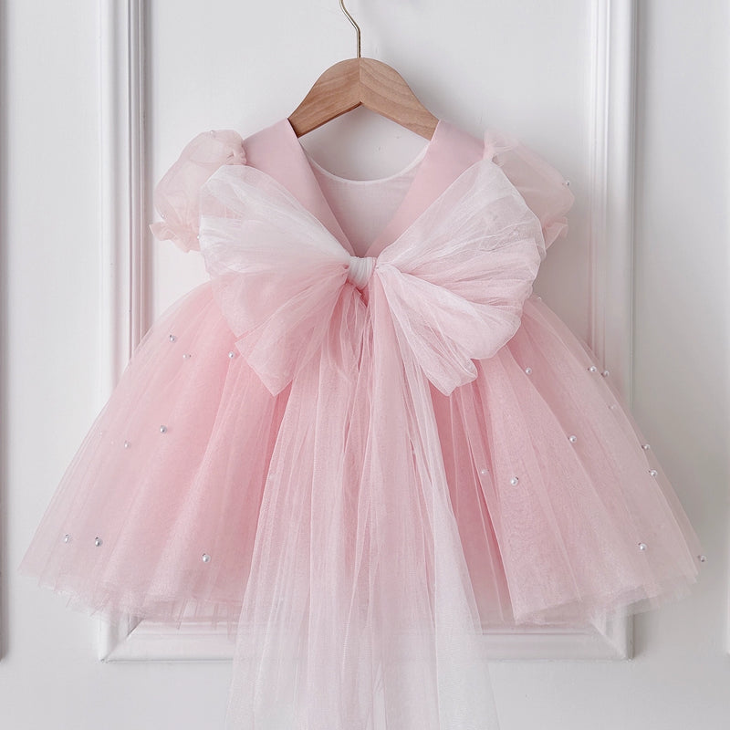 Baby Girl One-year-old Princess Dress Pink Birthday Party Dress Small Wedding Dress