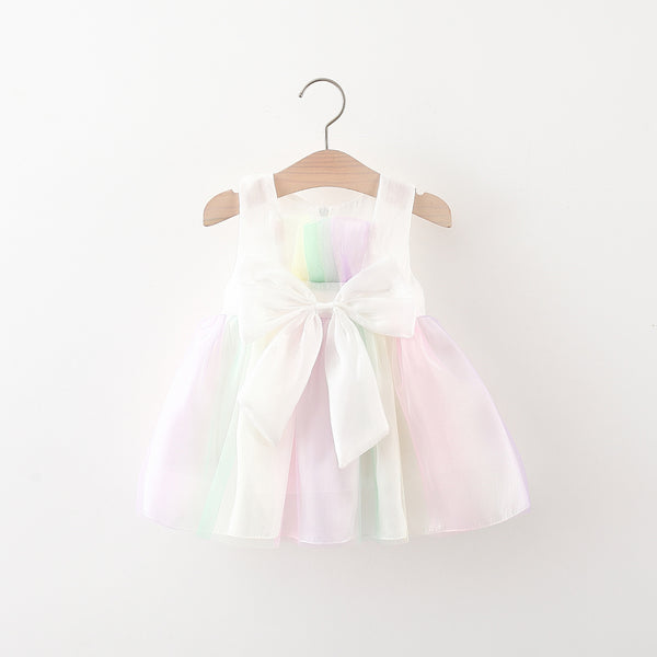 Baby Girl New Summer Colorful Tulle Sleeveless Dress Toddler Ball Gowns