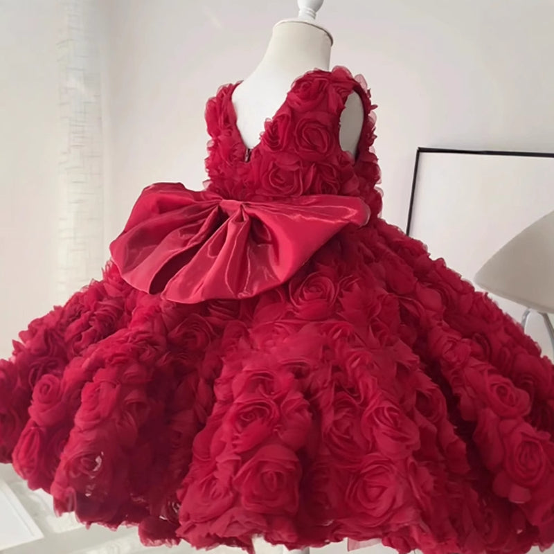 Girls Birthday Princess Dress Baby Red Christmas Dress Girls Communion Dress