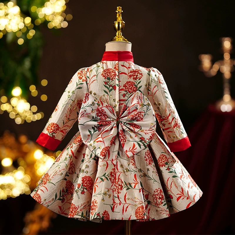 Girls Birthday Cheongsam Dress Girls Red New Year Dress