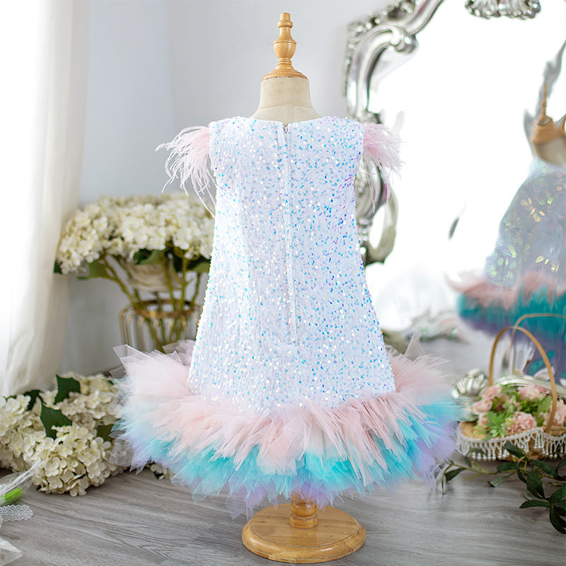 Children's Party Sequin Dress Girls Birthday Princess Dress