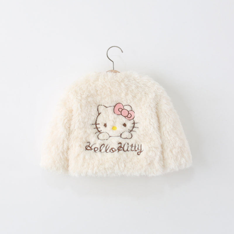 Girls' Winter Cartoon Warm Faux Fur Coat