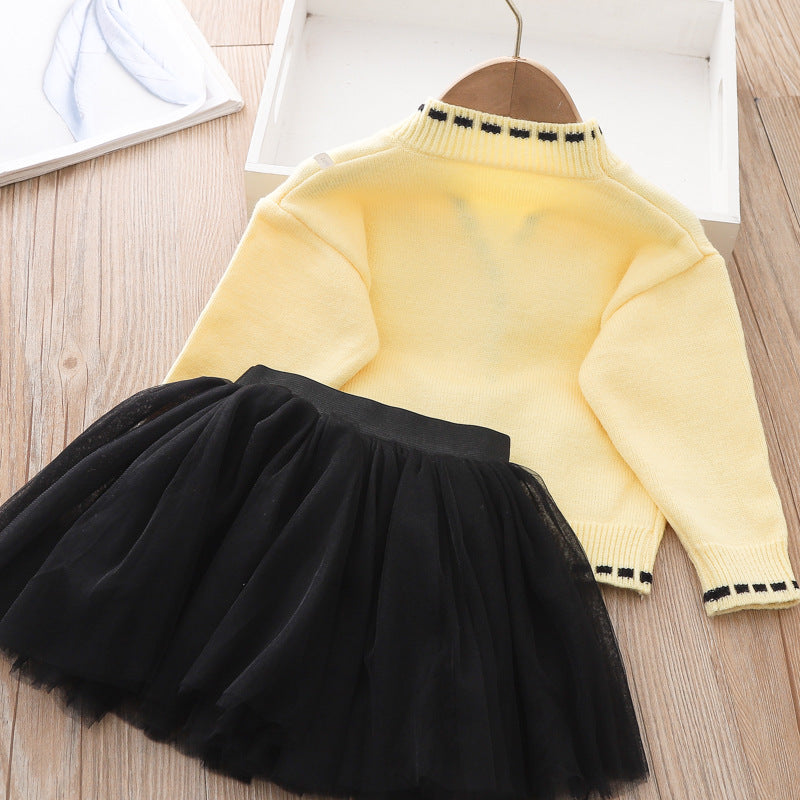 Two-piece Sweater Dress  Children's Knitted Cardigan Dress