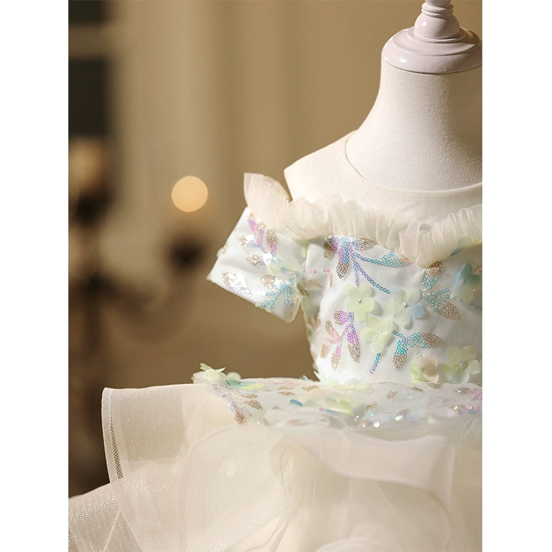 Cute Girl Birthday Dress Flower Girl White Wedding Dress