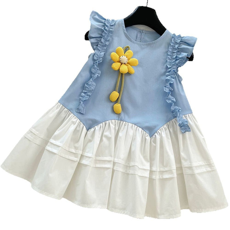 Girls Summer New Flower Splicing Princess Dress