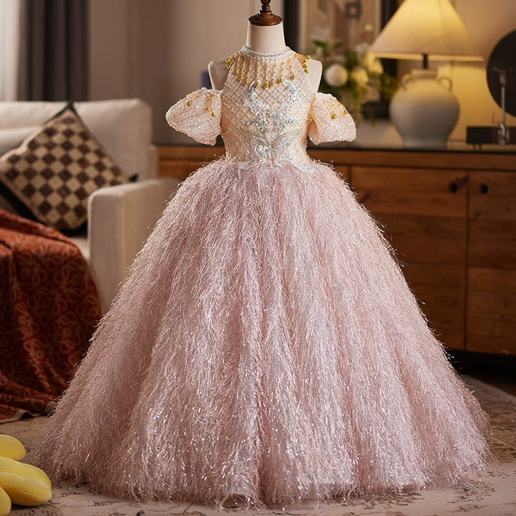 Girls Pink Ball Dress Children's Birthday Princess Dress