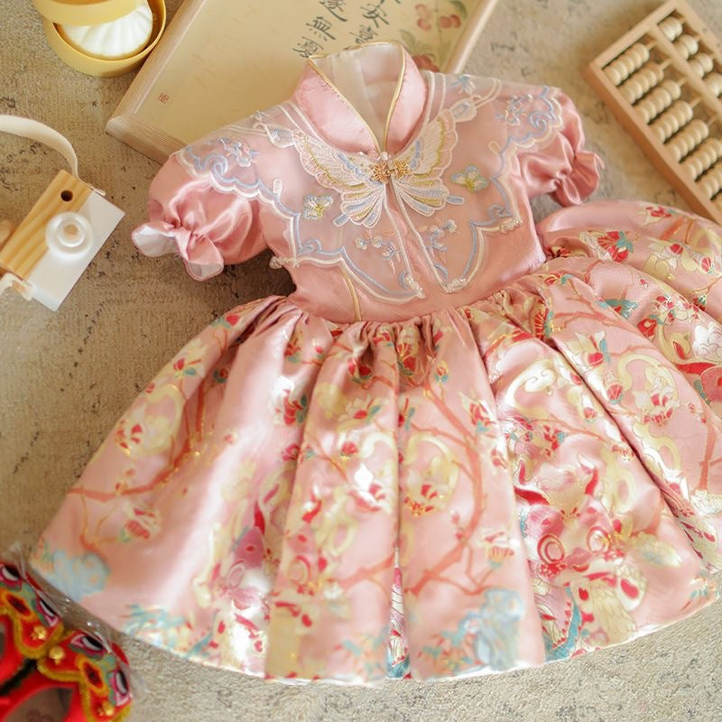 Pink Baby Birthday Dress Girl Communion Princess Dress Flower Girl Dress