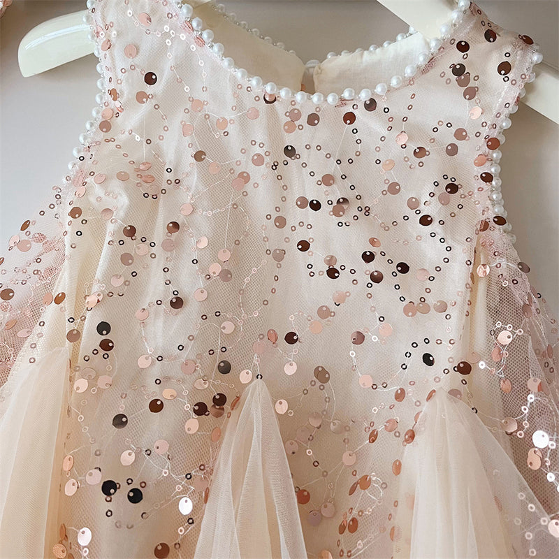 Girls Birthday Cute Dress Children's Mesh Sequined Vest Dress