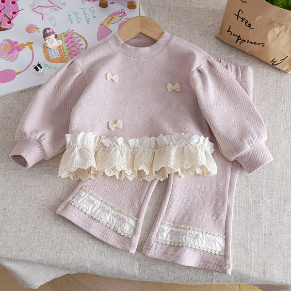 Girls Autumn Long-sleeved Top and Pants Two-piece Set