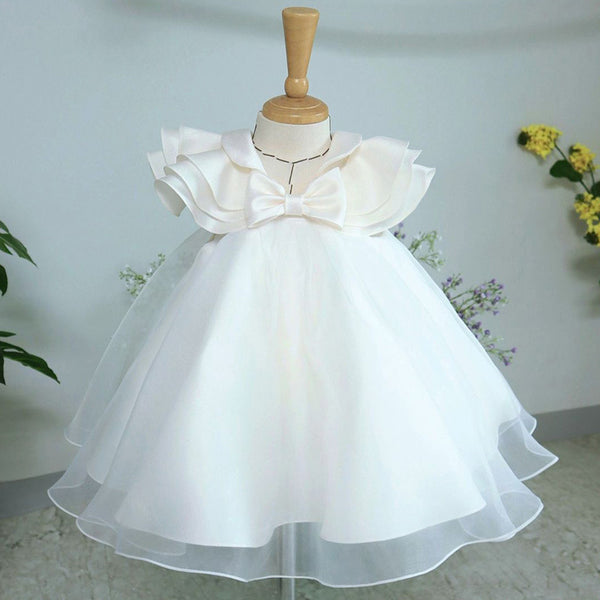 Baby Girl White First Communion Dress Toddler Birthday Princess Dress