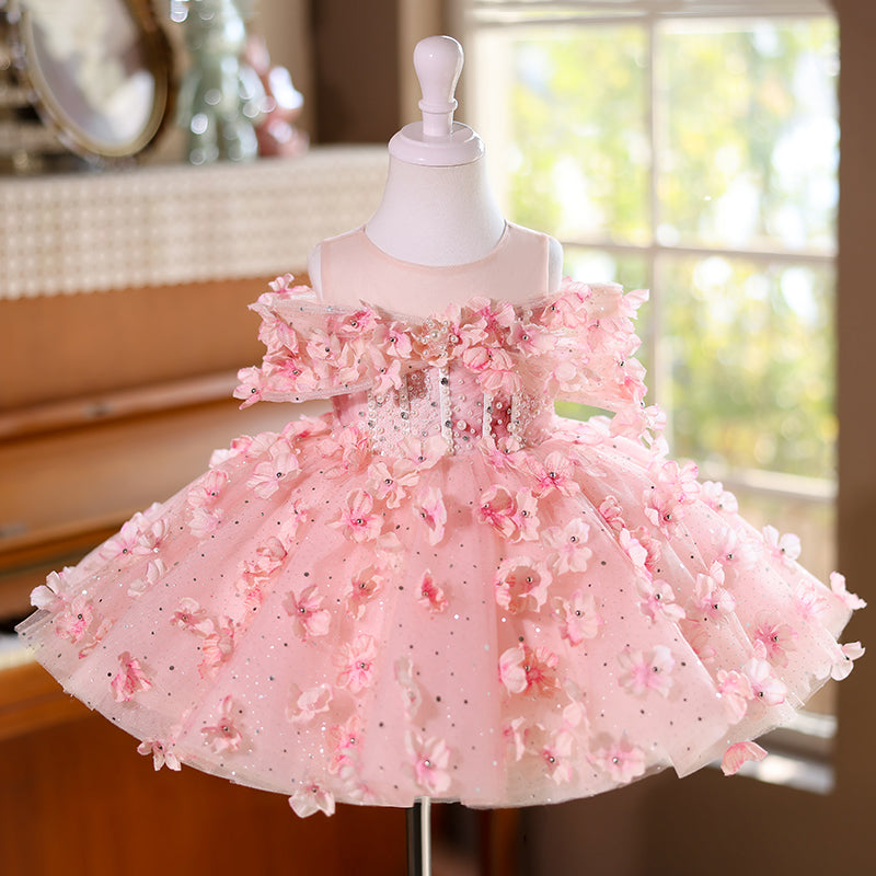 Pink Girl Birthday Party Princess Dress Flower Girl Wedding Puffy Dress Pink Girl Birthday Party Princess Dress Flower Girl Wedding Puffy Dress