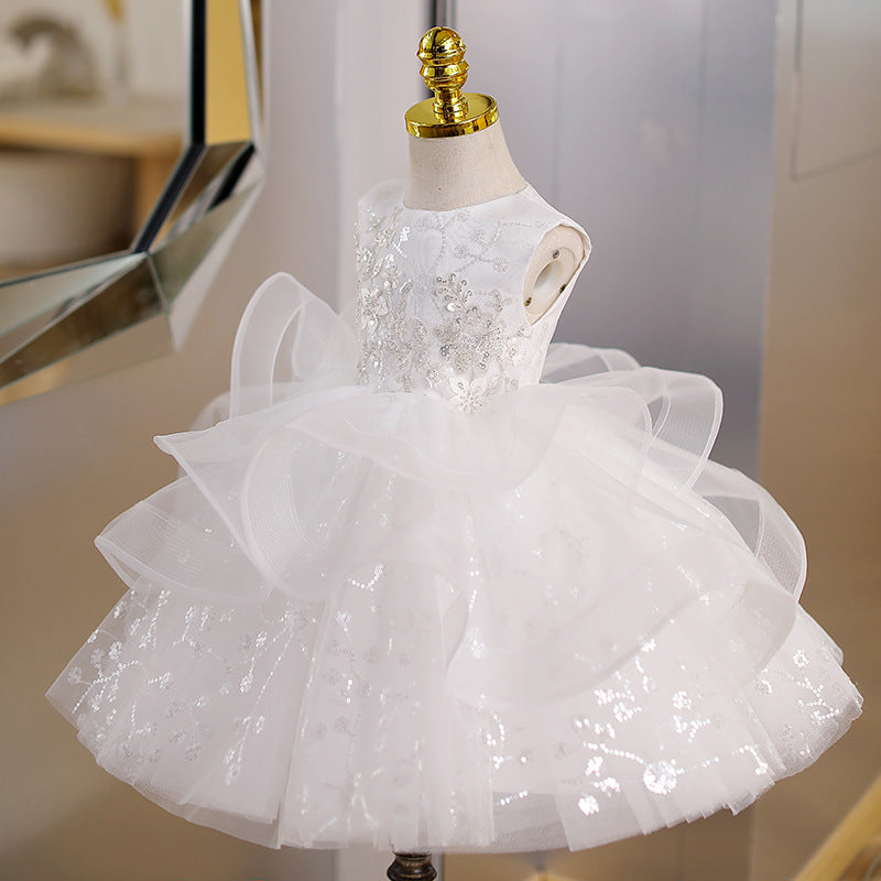 Baby Girl Sequin Pattern Shiny Pageant Princess Dress