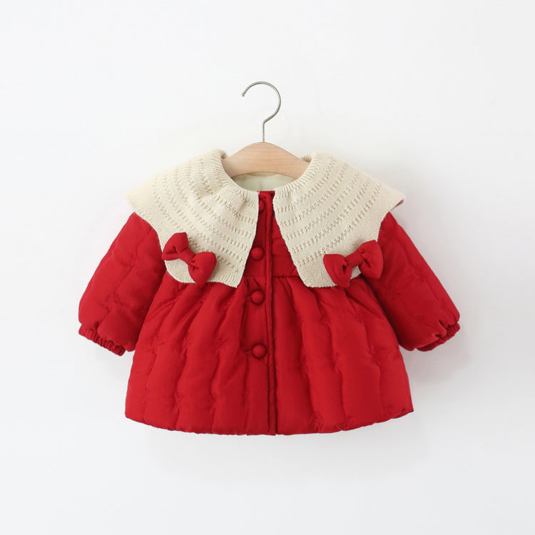 Girls' Winter Bow-knot Cotton Coat