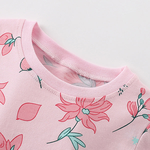 Girls Summer New Round Neck Short Sleeve Cute Two Piece Suit