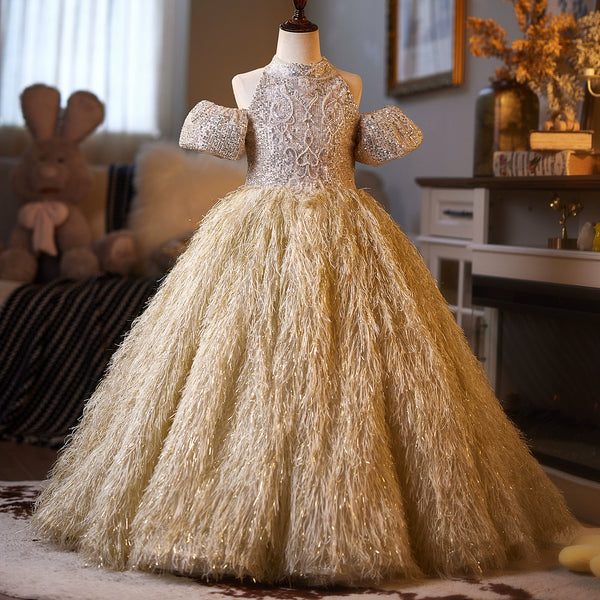 Girls Champagne Ball Gown Children's Birthday Princess Dress Girls Pageant Dress