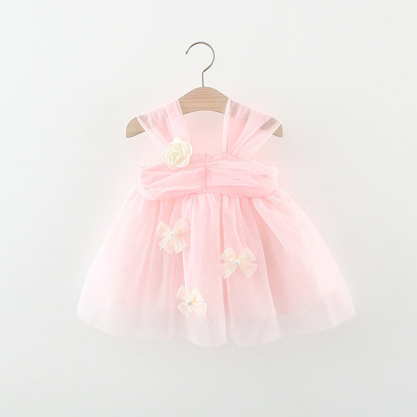 Cute Baby Girl Dress Suspender Double Layer Mesh Toddler Dress