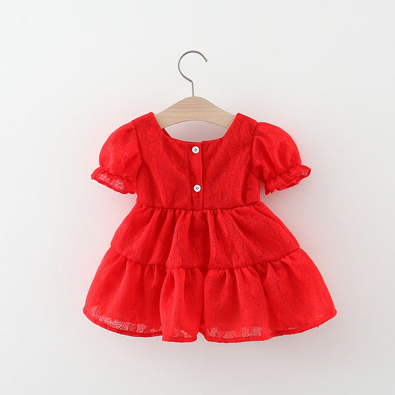 Baby Korean Style Lace Cherry Flower Dress