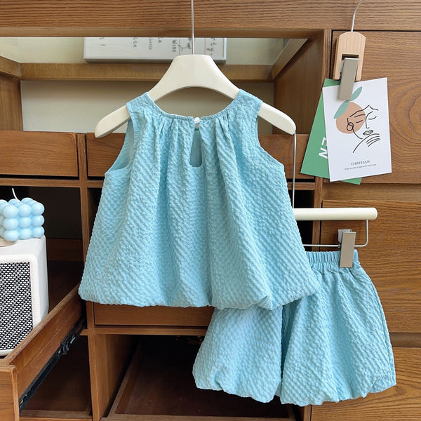 Girls Cute Bowknot Vest Pants Two-piece Set