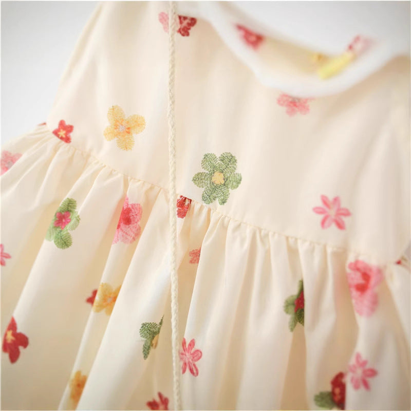 Girls Summer Floral Candy Doll Collar Cotton Princess Dress