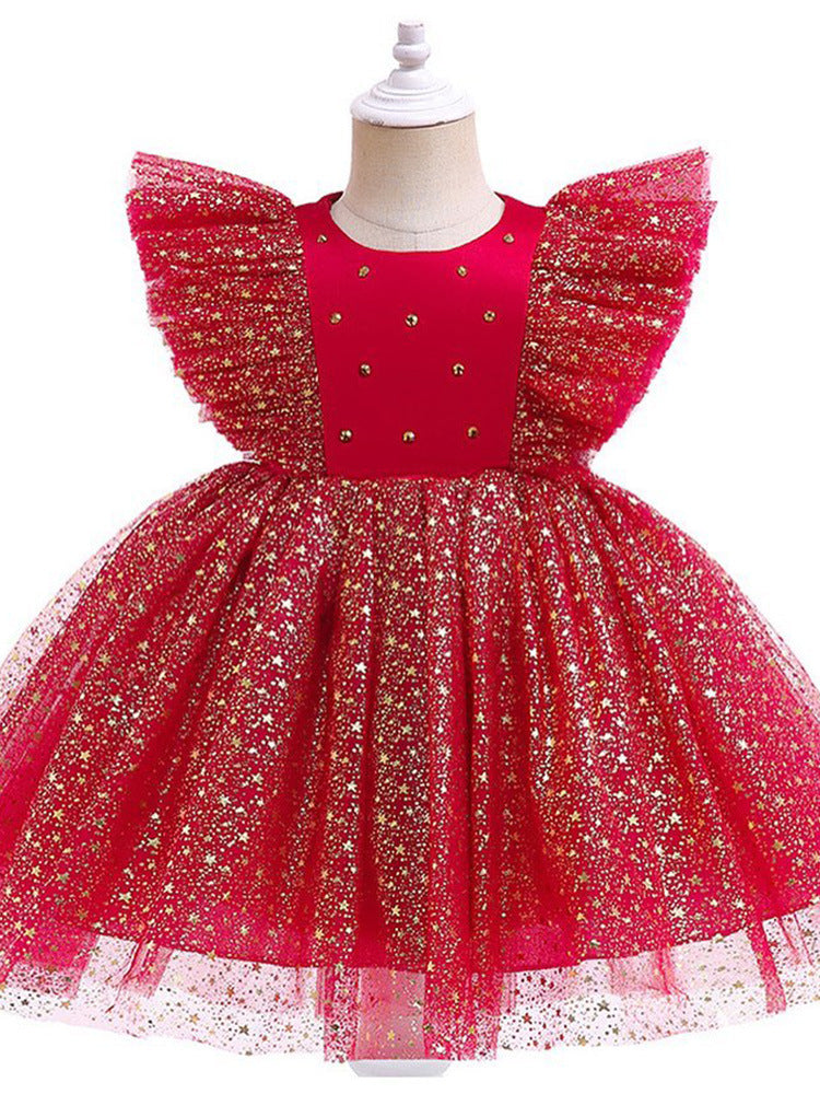 Baby Cute Girl Pageant Dress Toddler First Birthday Party Princess Dress