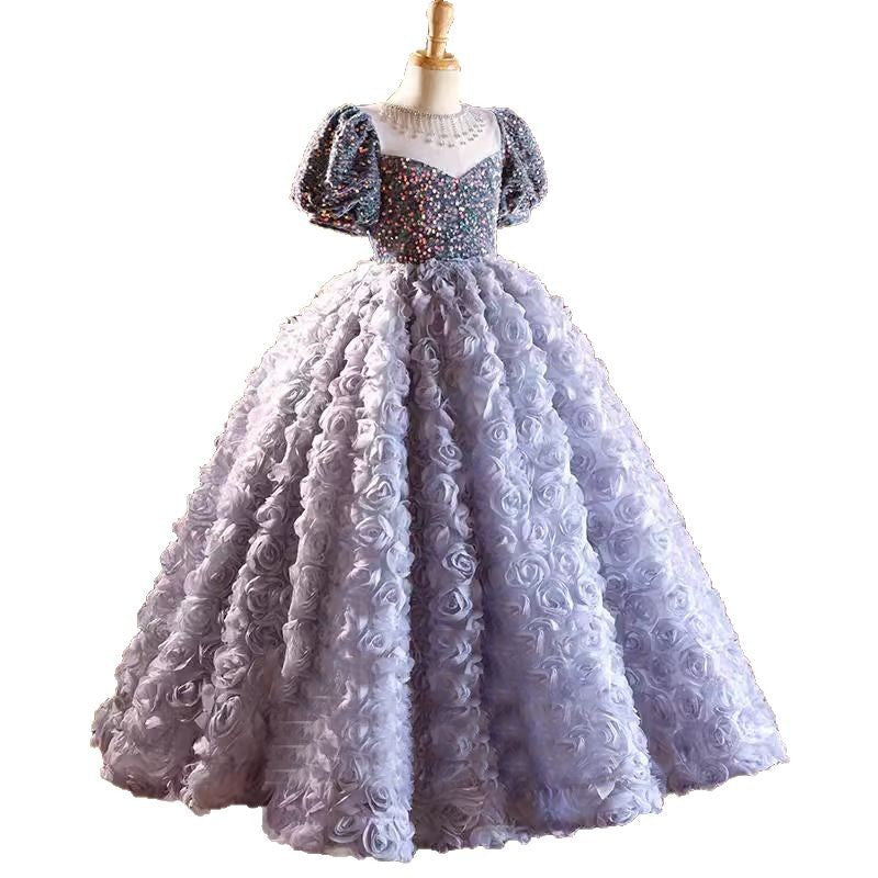 Children's Birthday Sequin Princess Dress Girls Puffy Dress