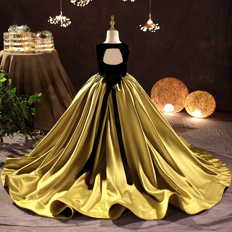 Sweet Baby Girls Sleeveless Black and Gold Color Tail Princess Dress Toddler Prom Dress, Black and Gold / 3-4 Years (110cm) Sweet Baby Girls Sleeveless Black and Gold Color Tail Princess Dress Toddler Prom Dress, Black and Gold / 3-4 Years (110cm)
