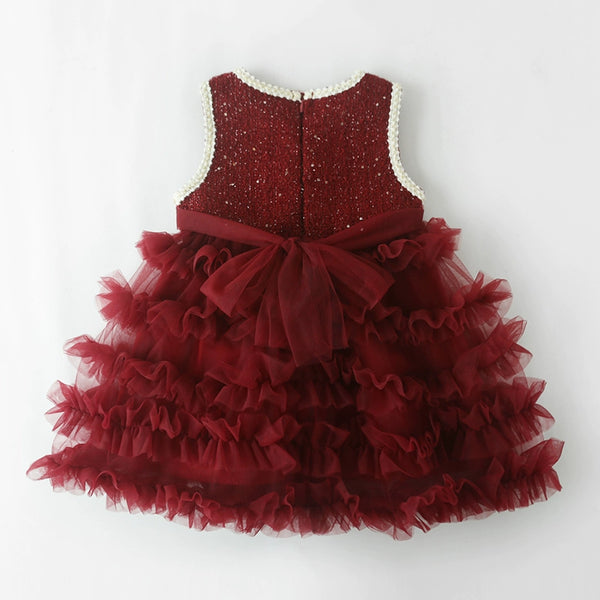 Girls' Birthday Party Princess Dress Girls Woolen Vest Dress