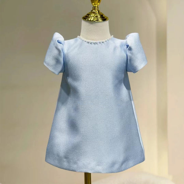 Cute Baby Blue Girls Christening Dress Toddler Birthday Prom Dress