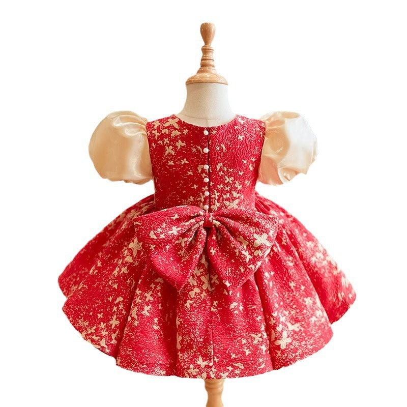 Baby Communion Princess Dress Girl Birthday Dress Flower Girl Red Dress