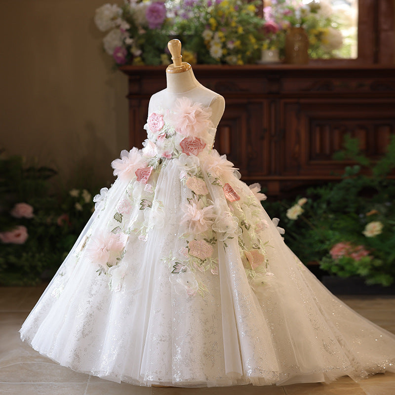 Girls Birthday Ball Dress Flower Girl Elegant Princess Dress