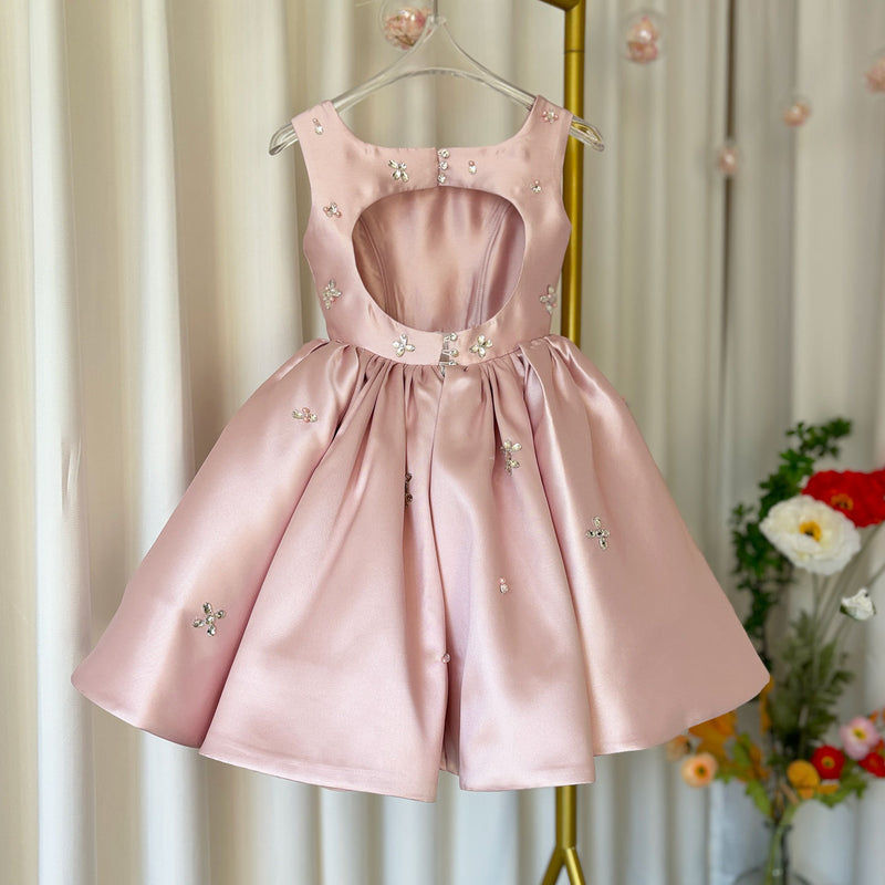 Pink Girls Elegant Dress Children Birthday Dress