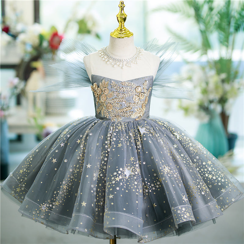 Summer Baby Girl  Star Sequins Birthday Party Prom Princess Dress