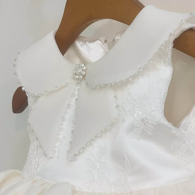 Girls Communion Dress Baby Birthday White Princess Dress