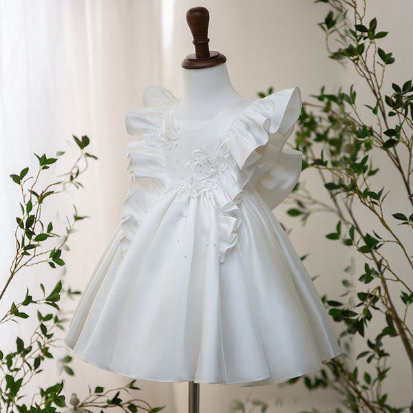 Elegant Baby Butterfly Sleeve First Communion Dress Toddler Formal Dresses