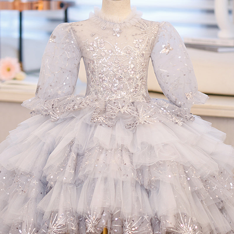 Flower Girl Sequins Fluffy Trailing Birthday Princess Dress