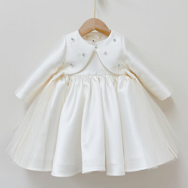 Girls Communion Dress Children's Bow Beaded Dress