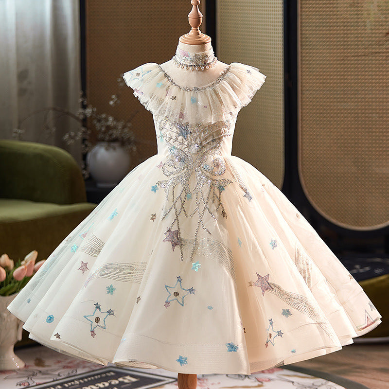 Champagne Color Sleeveless Sequin Birthday Dress Princess Dress Champagne Color Sleeveless Sequin Birthday Dress Princess Dress