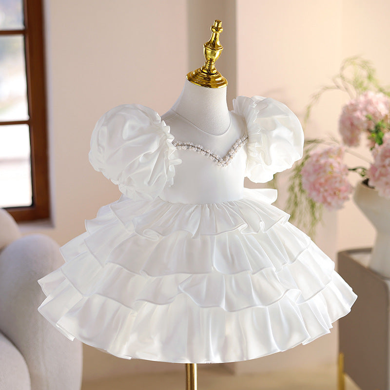 Girls Birthday Princess Dress Flower Girl Wedding Cake Dress