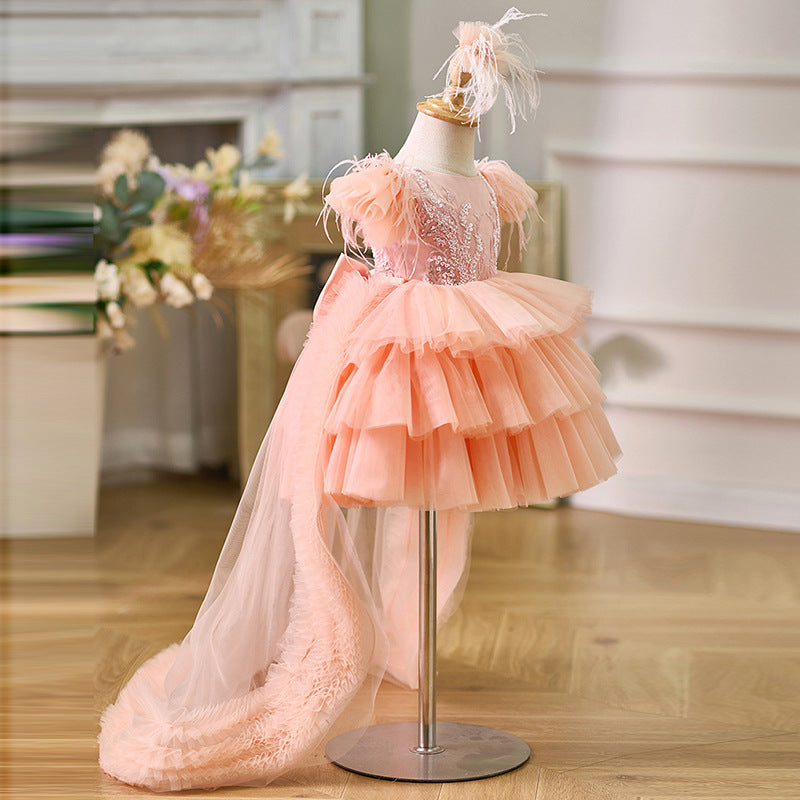 Children's Birthday Puffy Dress Girl Trailing Cake Princess Dress