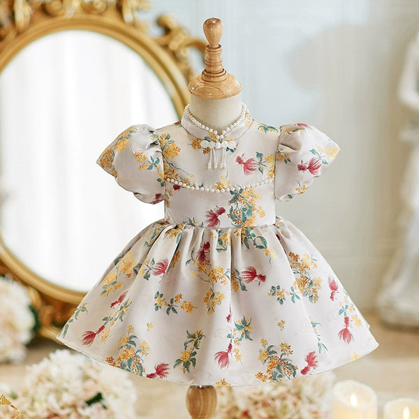 Girls' Birthday Dress Baby Communion Princess Dress Girls Puff Sleeve Dress