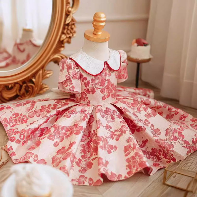 Baby Girl Red Birthday Dress Princess Dress Flower Girl Wedding Dress