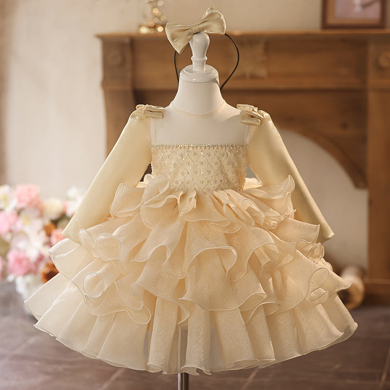Flower Girl Long Sleeve Dresses Girl Birthday Puffy Princess Dress Flower Girl Long Sleeve Dresses Girl Birthday Puffy Princess Dress