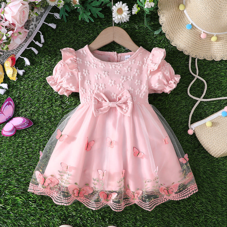 Summer Cute Girl Bow Mesh Princess Dress