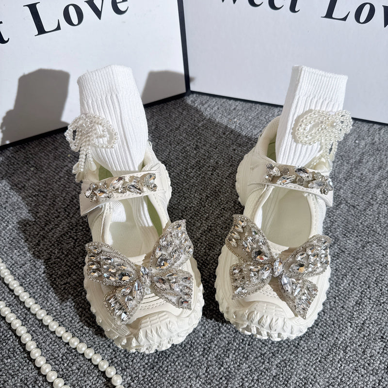 Autumn New Girls Sports Rhinestone Breathable Princess Shoes