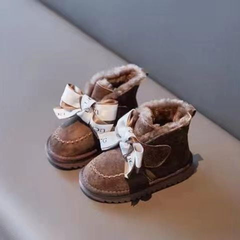 Winter Baby Girl Plush Warm Bow Shoes